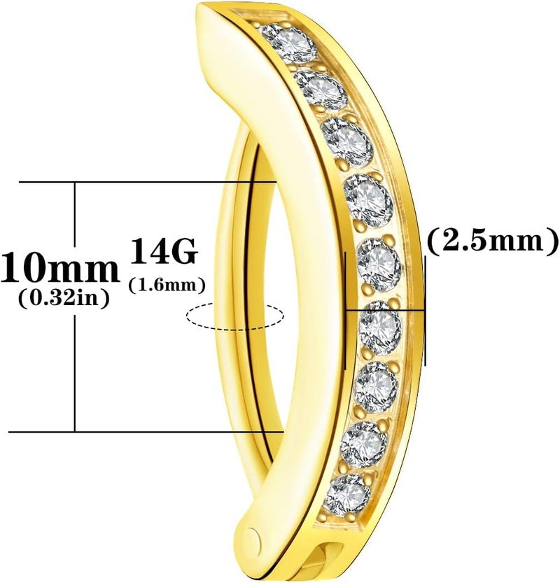 VOJO 14G G23 Titanium Clicker Belly Button Ring,10/12mm Reverse Curved Hoop Navel Barbell Piercing Jewelry - Image 5